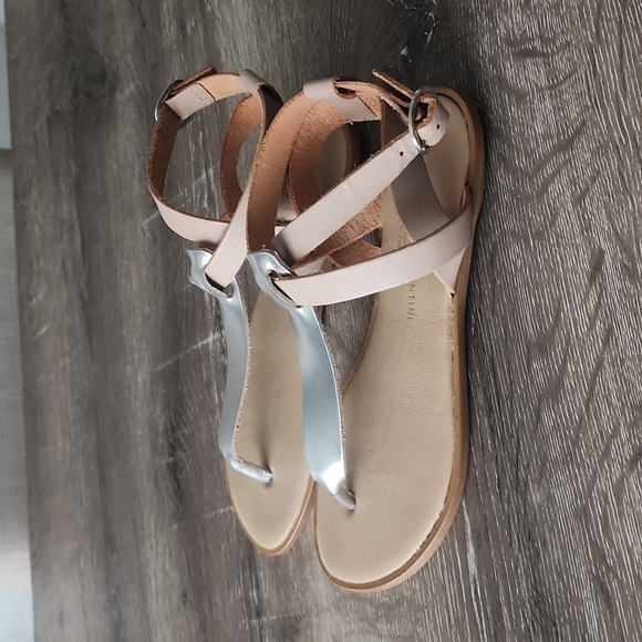 Mercanti Fiorentini Italy Metallic T Strap Leather Strappy Sandals Size 6 - Picture 2 of 8